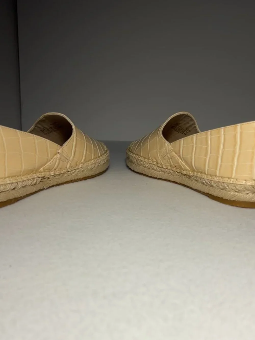 Sam Edelman Women’s 7 Eggshell/cream Kesia Leather Slip-On Espadrille Flat Croco